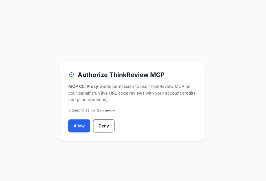 Authorize ThinkReview MCP on the portal