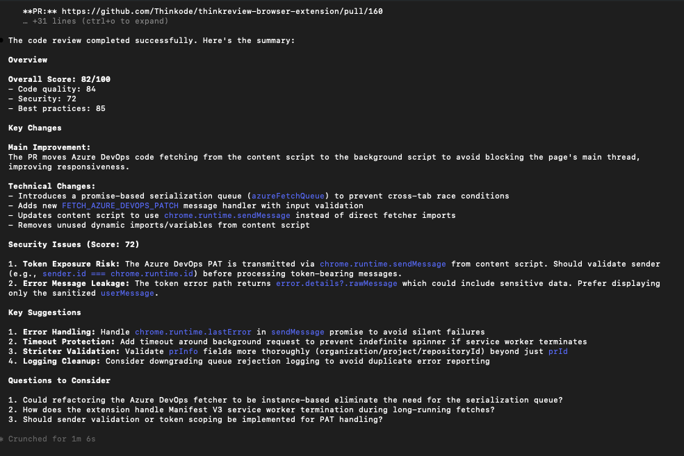 Example review result