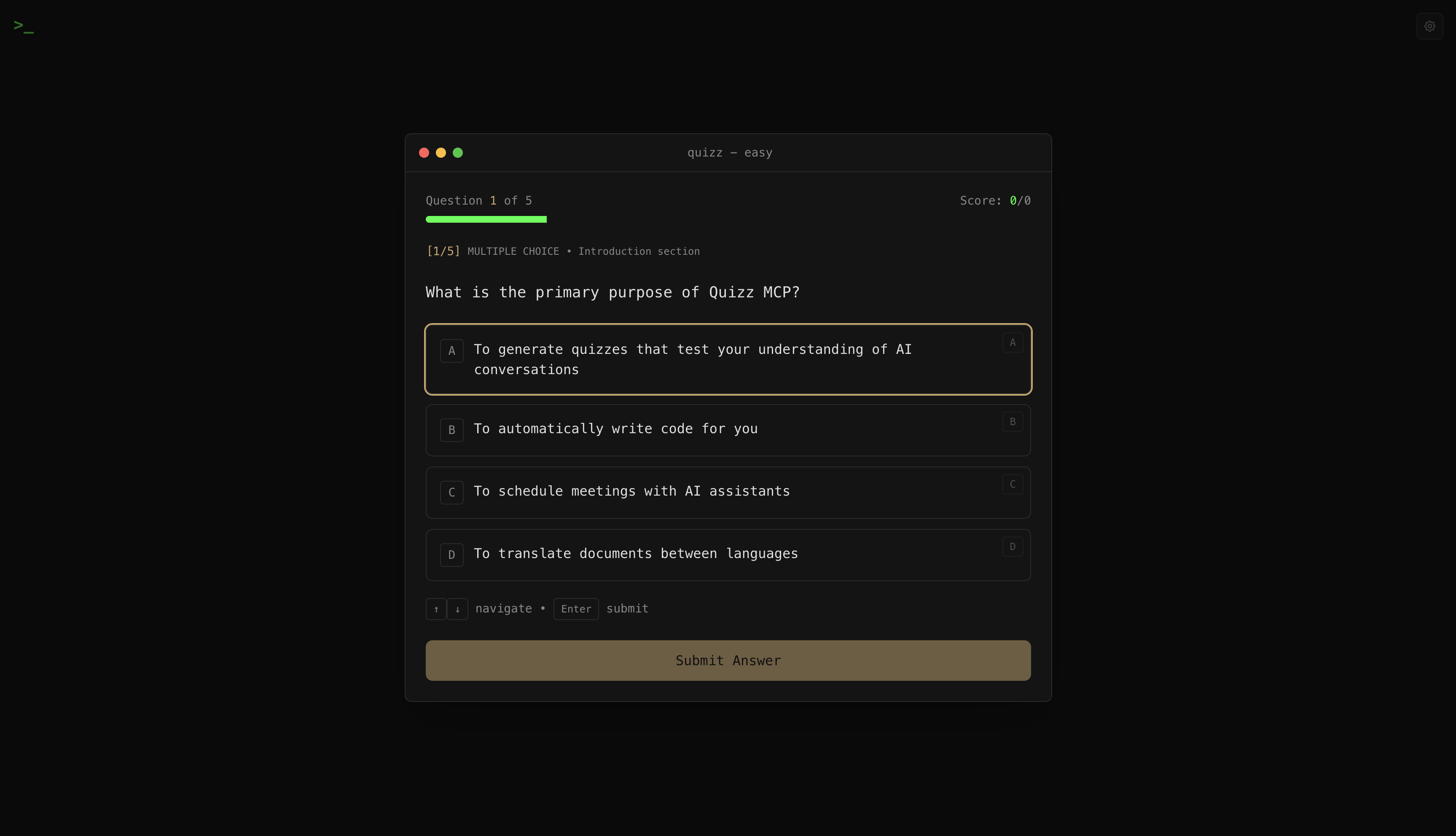 Quizz MCP Screenshot