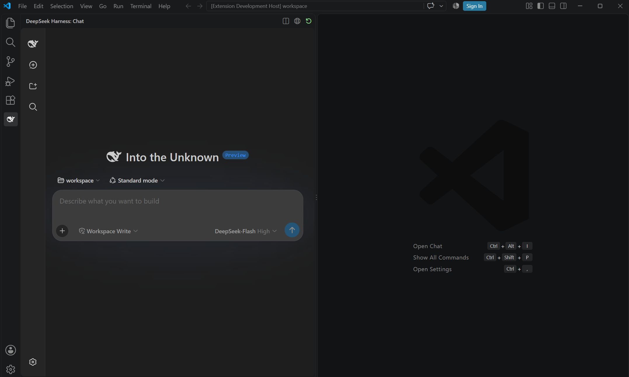 DeepSeek Harness running in VS Code