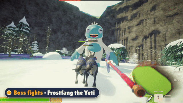 Boss fight against Frostfang the Yeti and his wolves