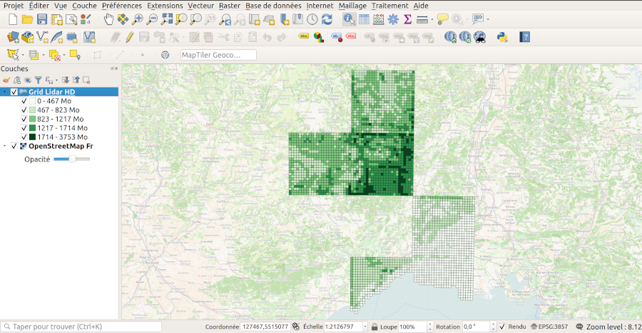 Thematic map with grid file size in Mo