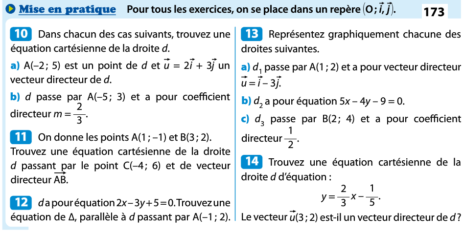 exercices 10 à 14 page 173