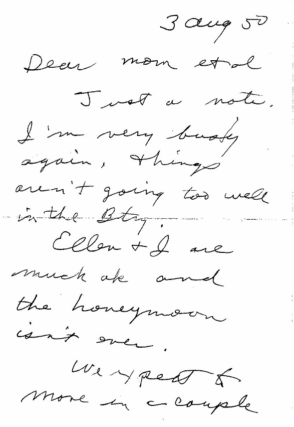 Image of p1 of a 1950 letter from 
      Henry Goodrich Thompson to his mother, Jessica HOYT Thompson