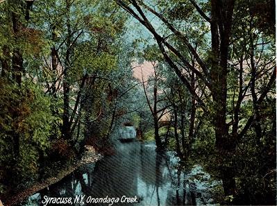 Picture postcard of Onondaga Creek, Syracuse, NY