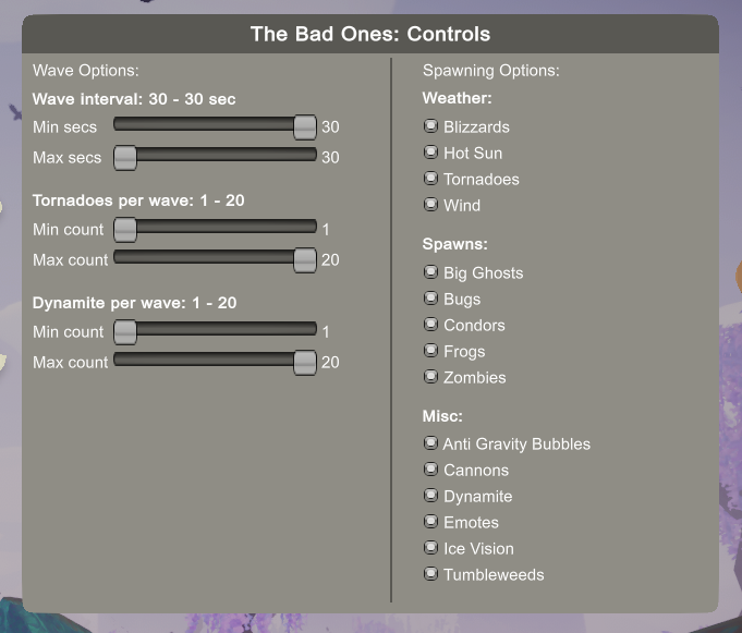 The Bad Ones config menu