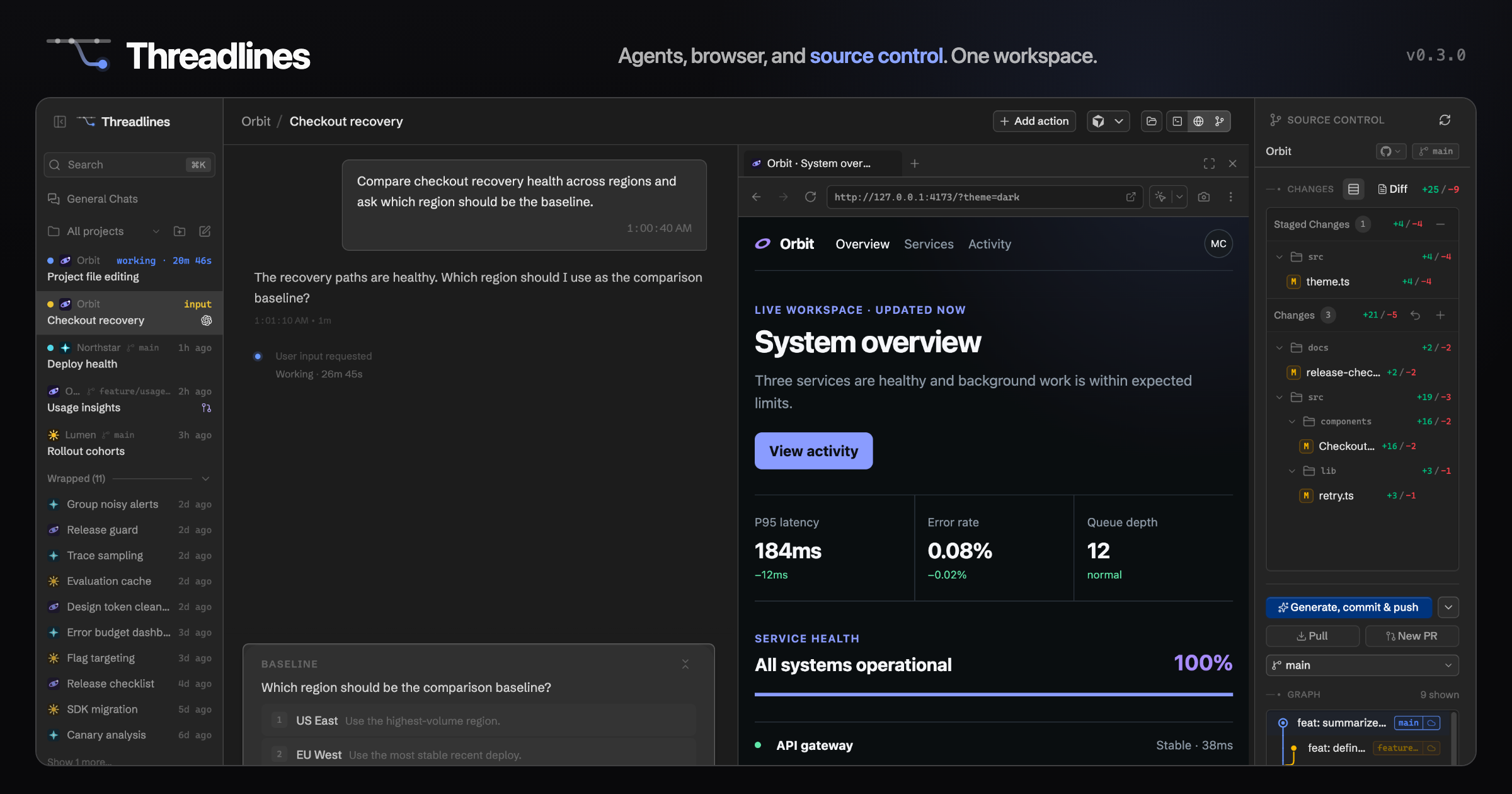 Threadlines, the open-source workspace for Claude Code and Codex