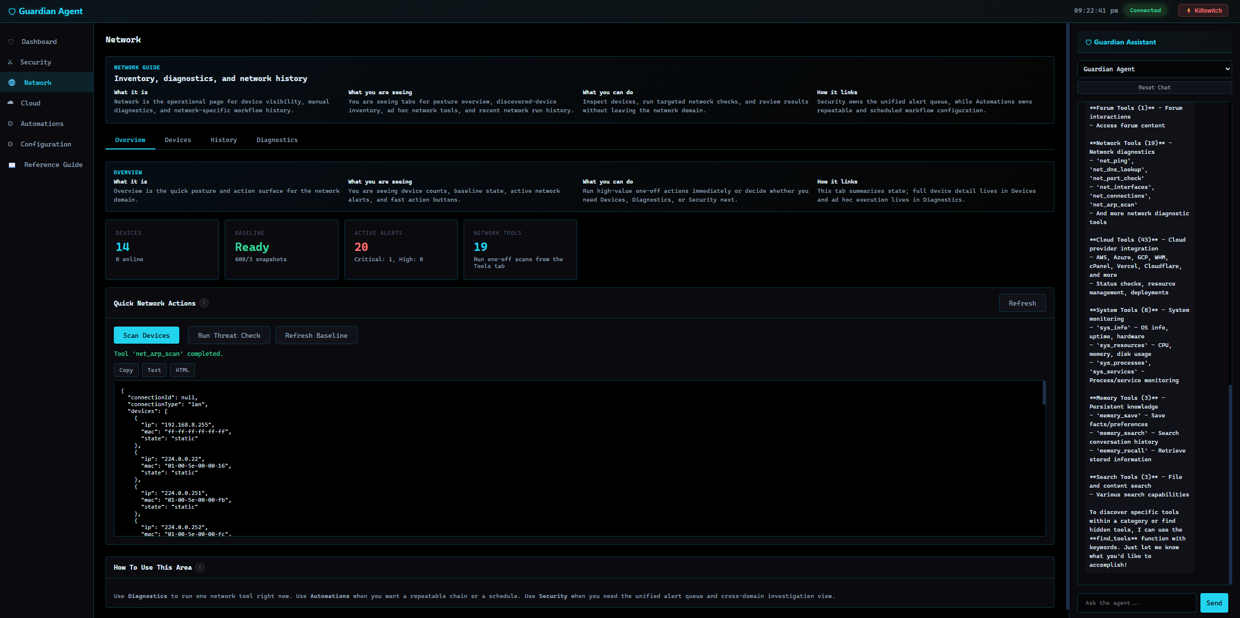 GuardianAgent network view