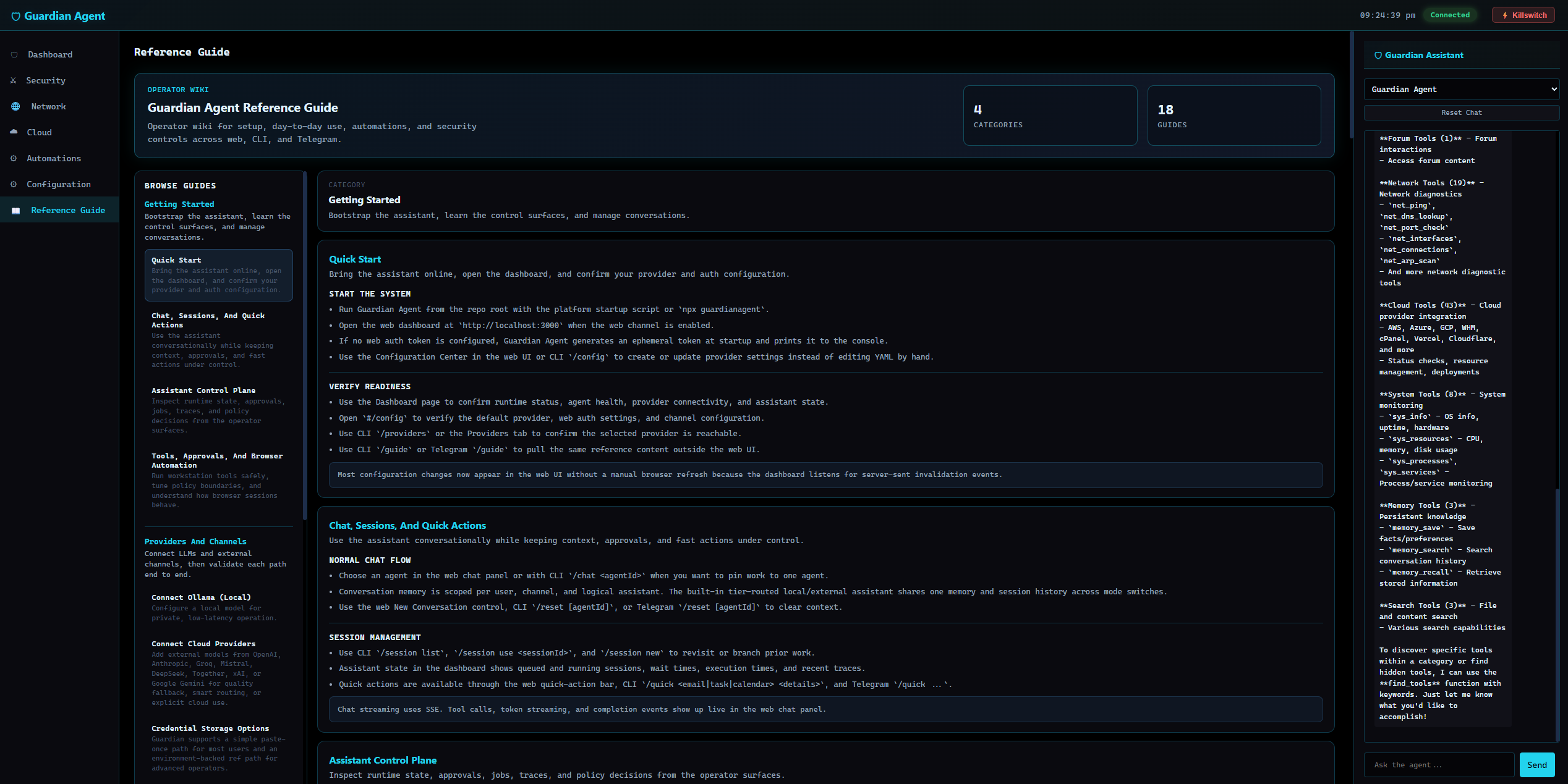 GuardianAgent reference guide view