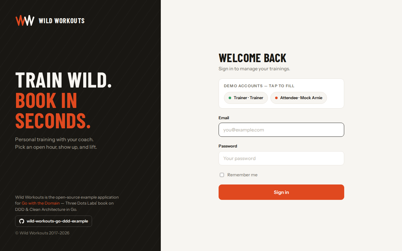 Wild Workouts login