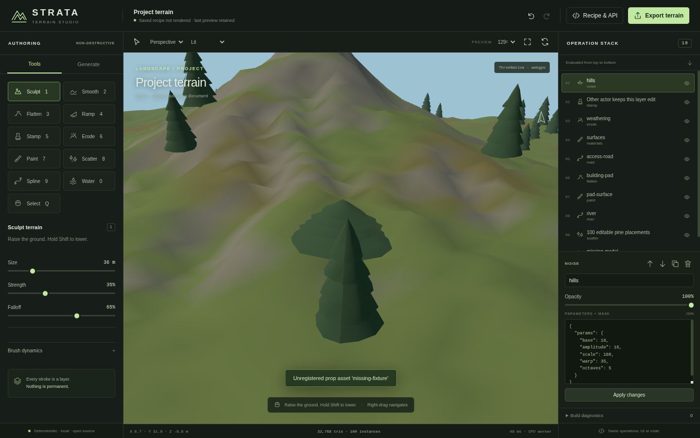 Actual retained preview with an unrendered saved recipe and named missing-asset error