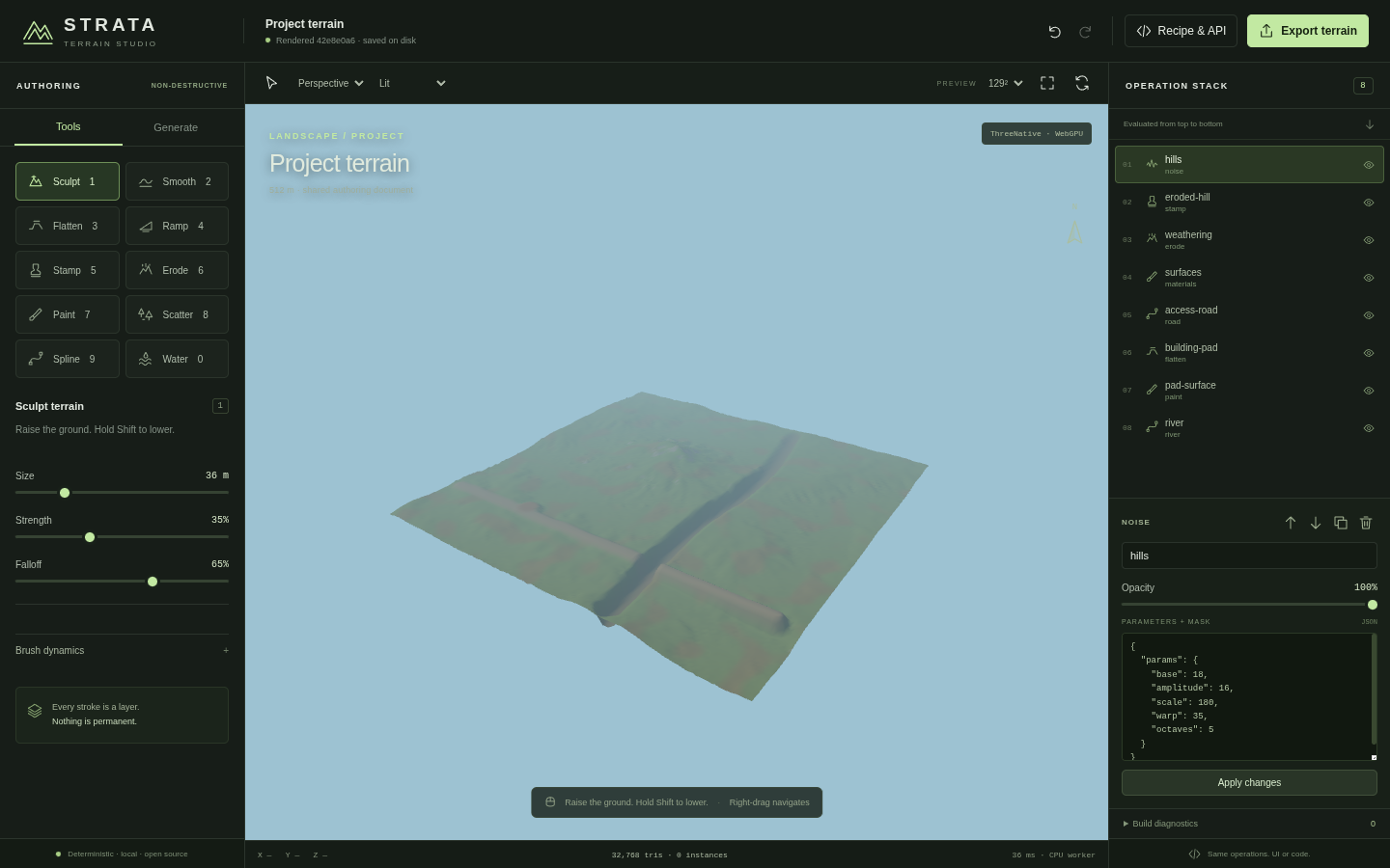Live terrain editor before agent edit