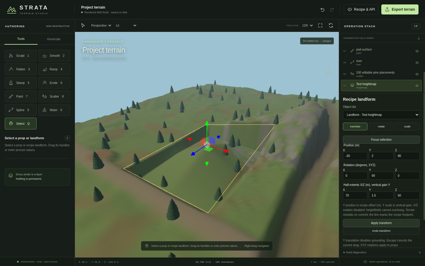 Imported heightmap after footprint and height gain edits