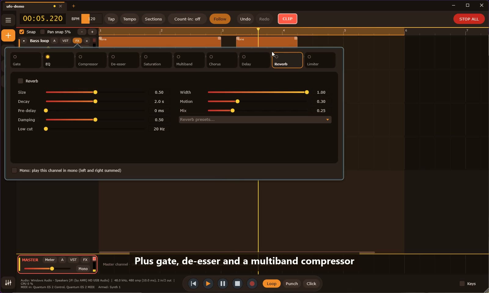 Reverb panel