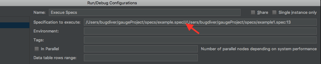 multiple spec run configuration