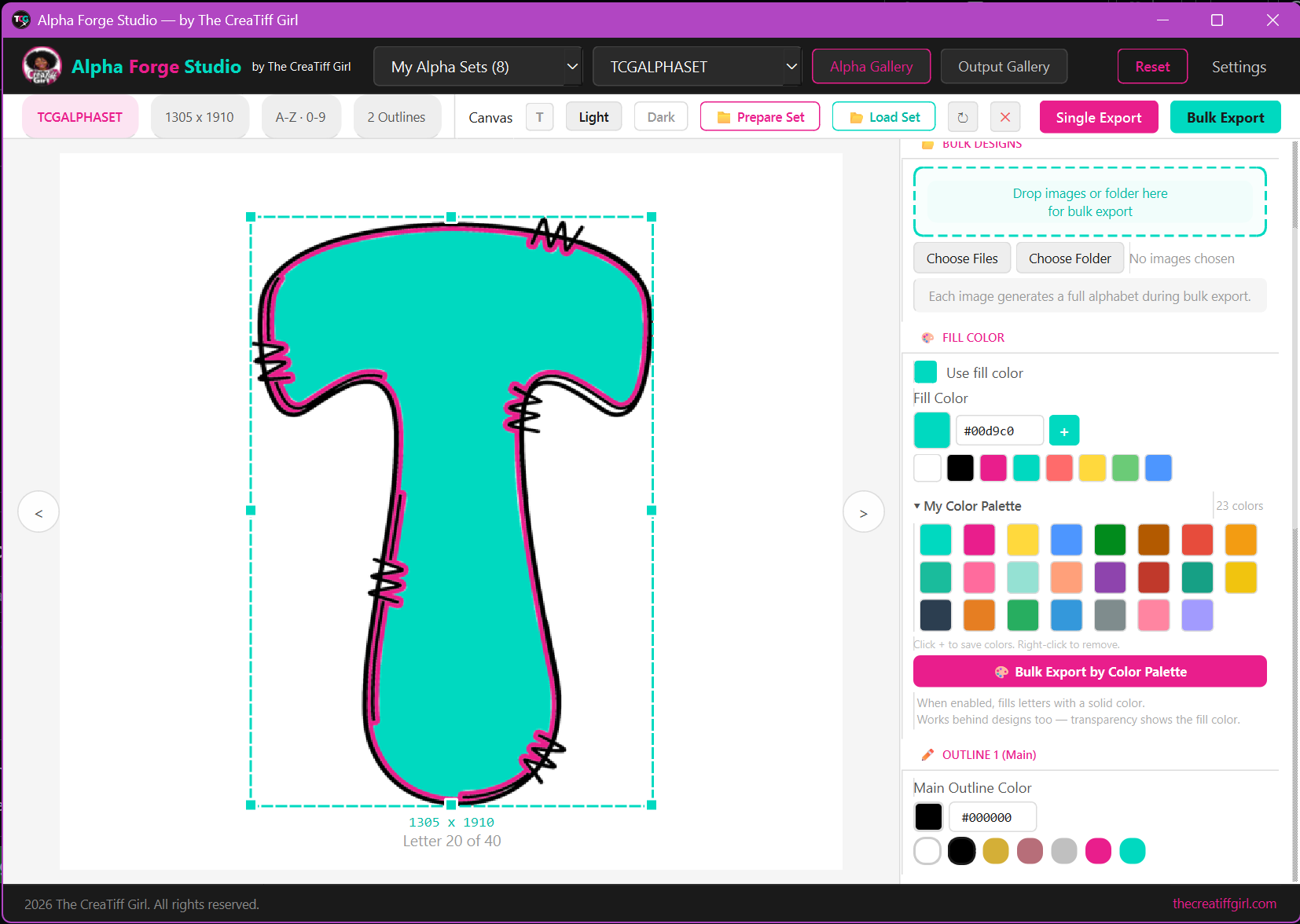 Alpha Forge Studio Color Palette Interface