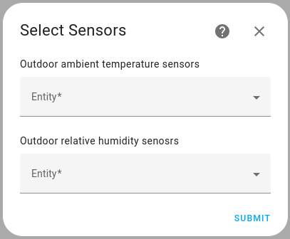 sensor selection screen