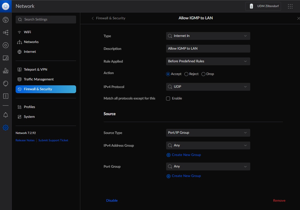 Allow IGMP to LAN Internet In