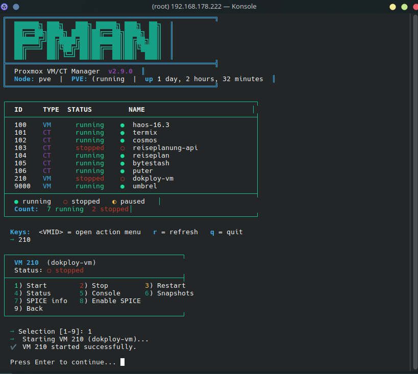 Main menu