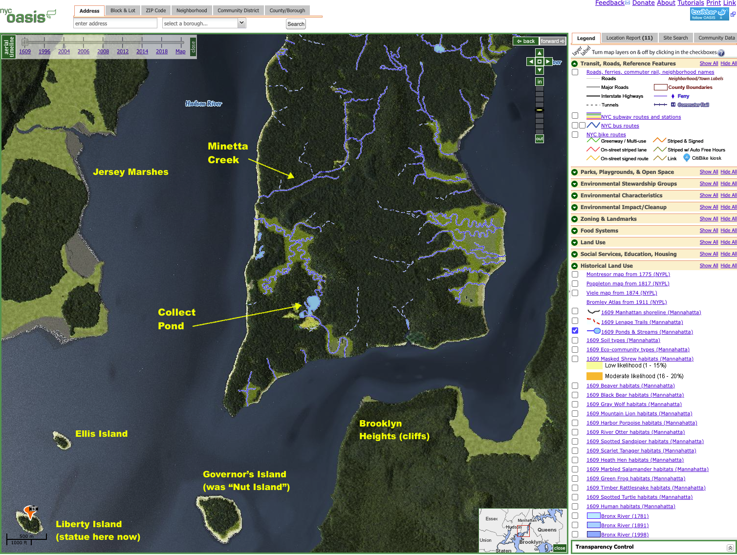 NYC Oasis map with waterways