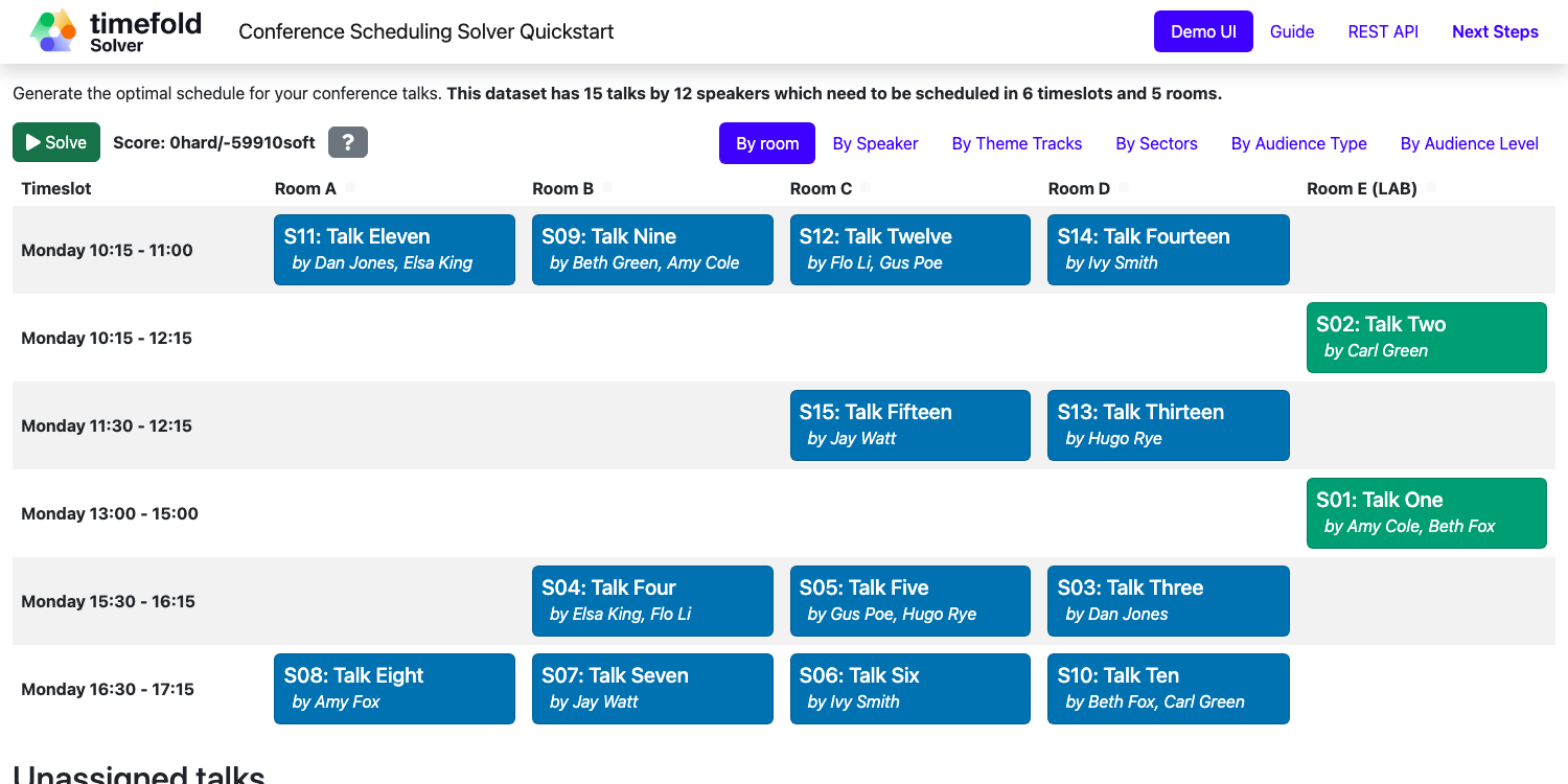 Conference Scheduling Screenshot