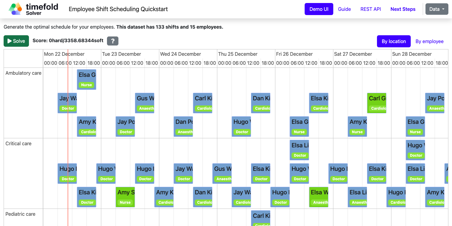 Employee Scheduling Screenshot