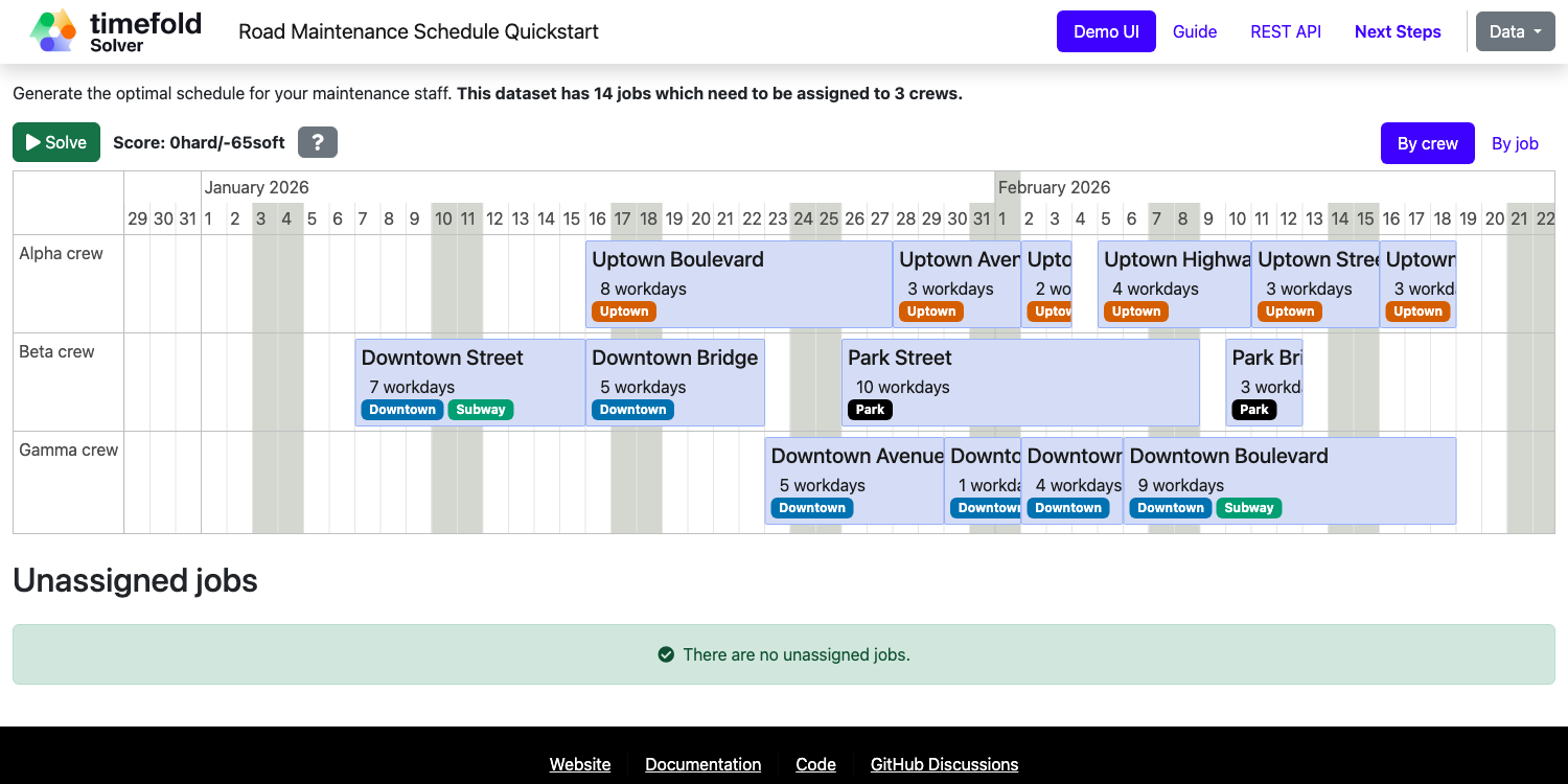Maintenance Scheduling Screenshot