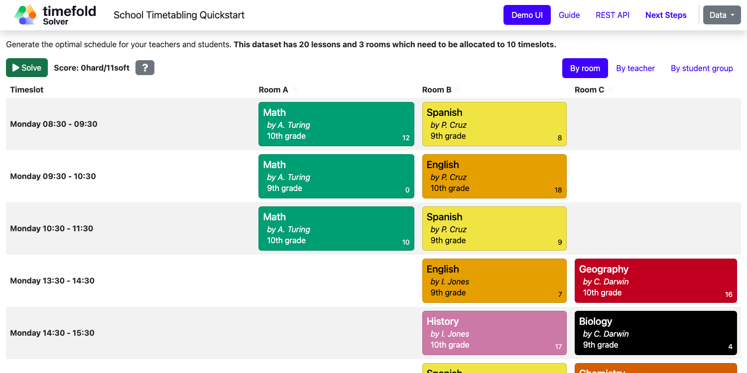 School Timetabling Screenshot