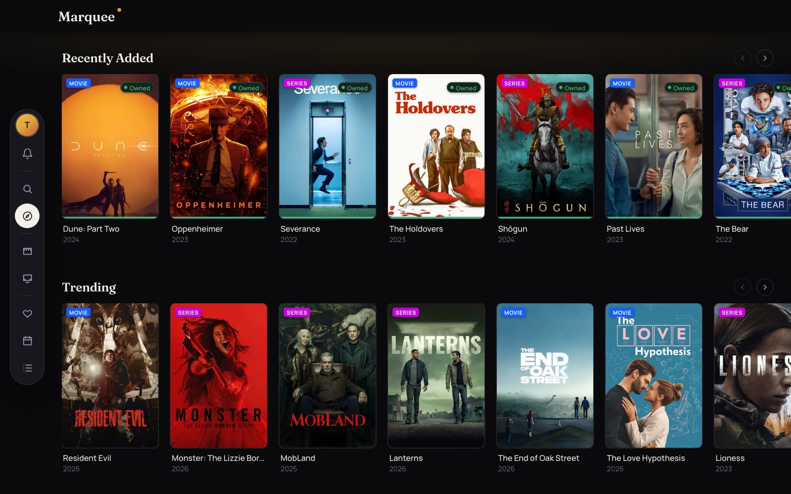 Marquee's Discover page