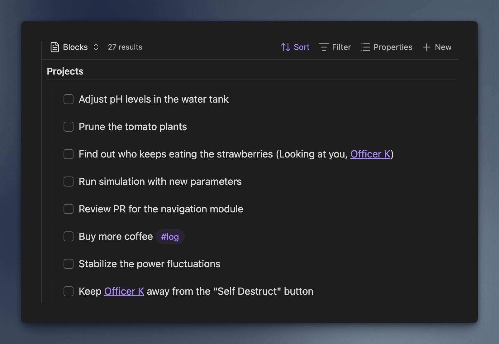 Project Tasks Screenshot