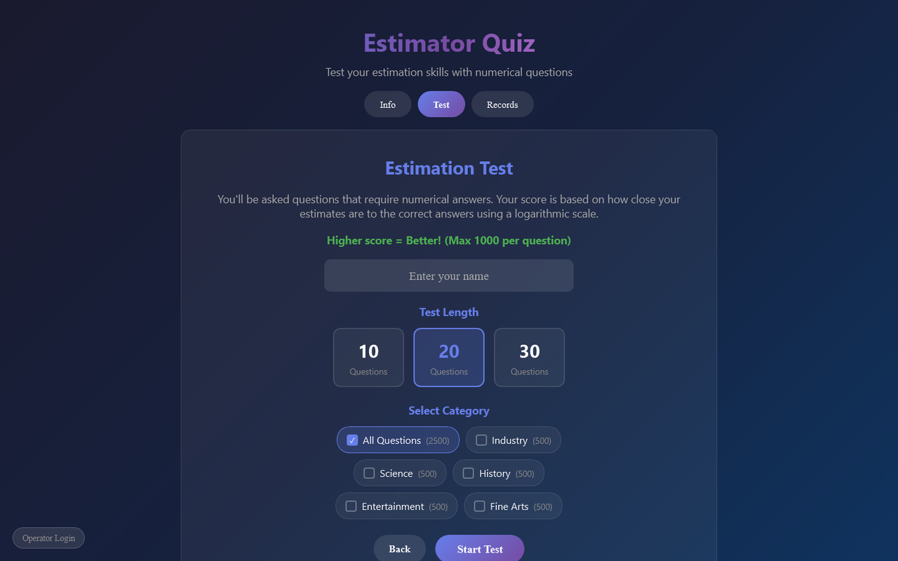 Estimator Quiz
