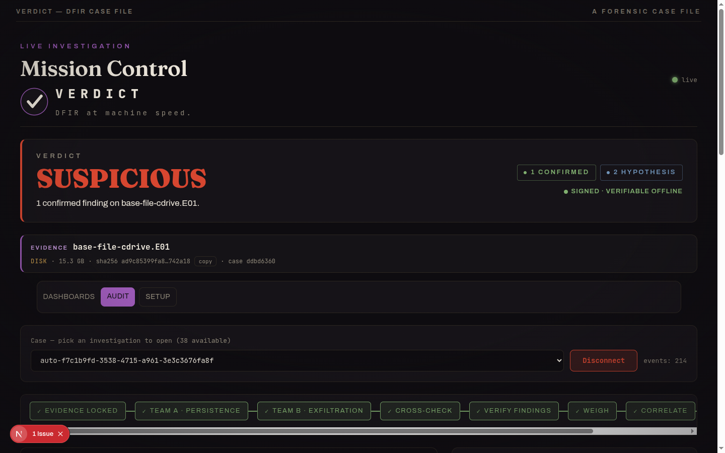 base-file file server: SUSPICIOUS, confirmed Windows Security-log wipe, signed and verifiable offline