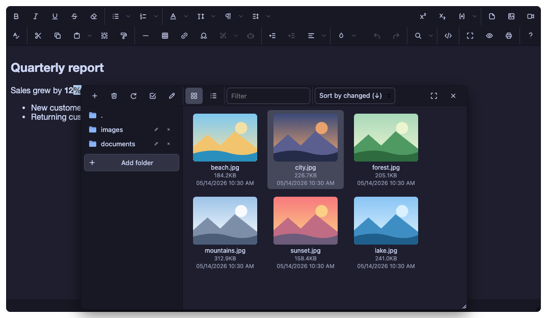 catppuccin: file browser over the editor