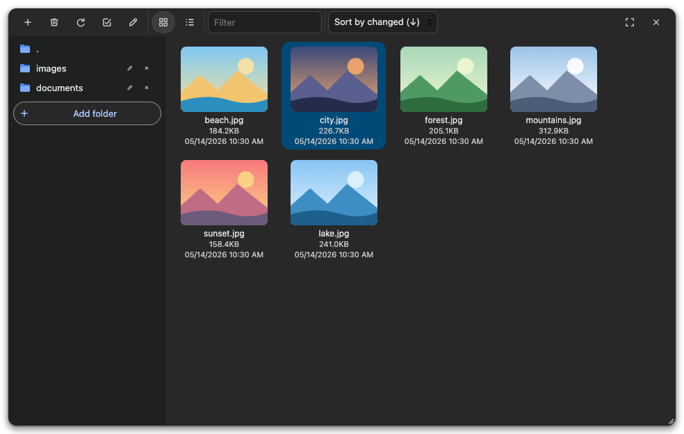 chrome-dark: file browser