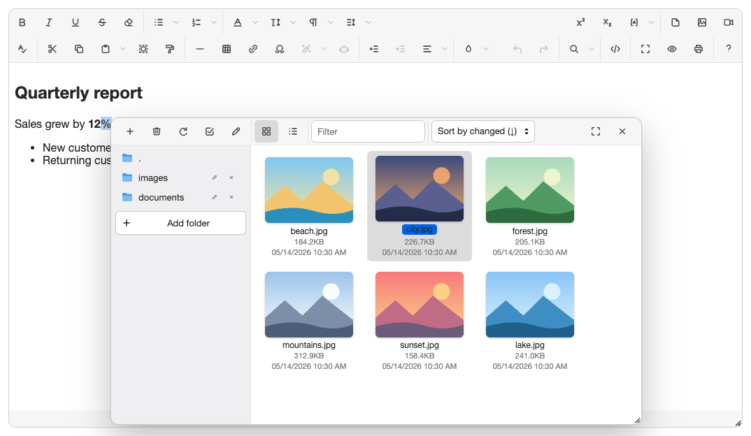 macos: file browser over the editor