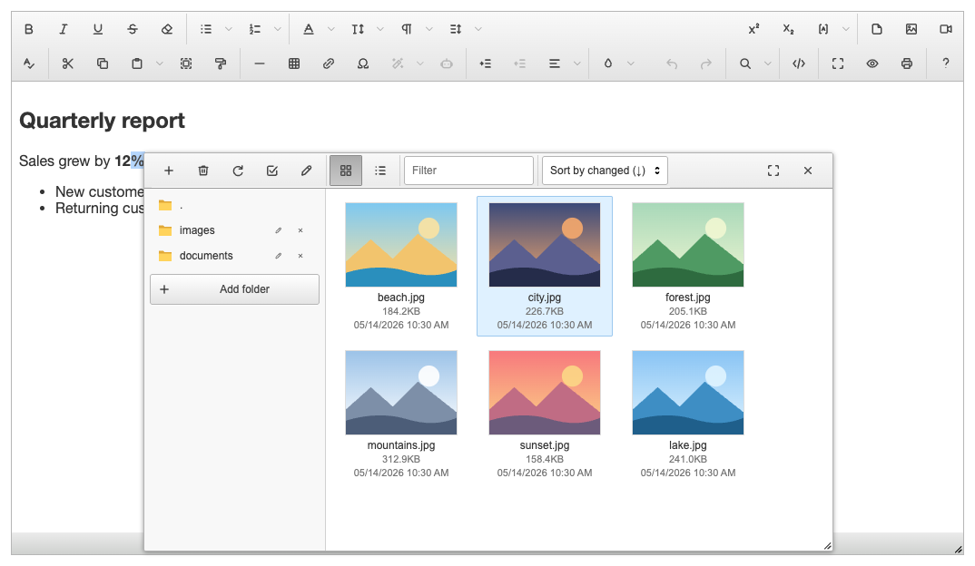 moono: file browser over the editor
