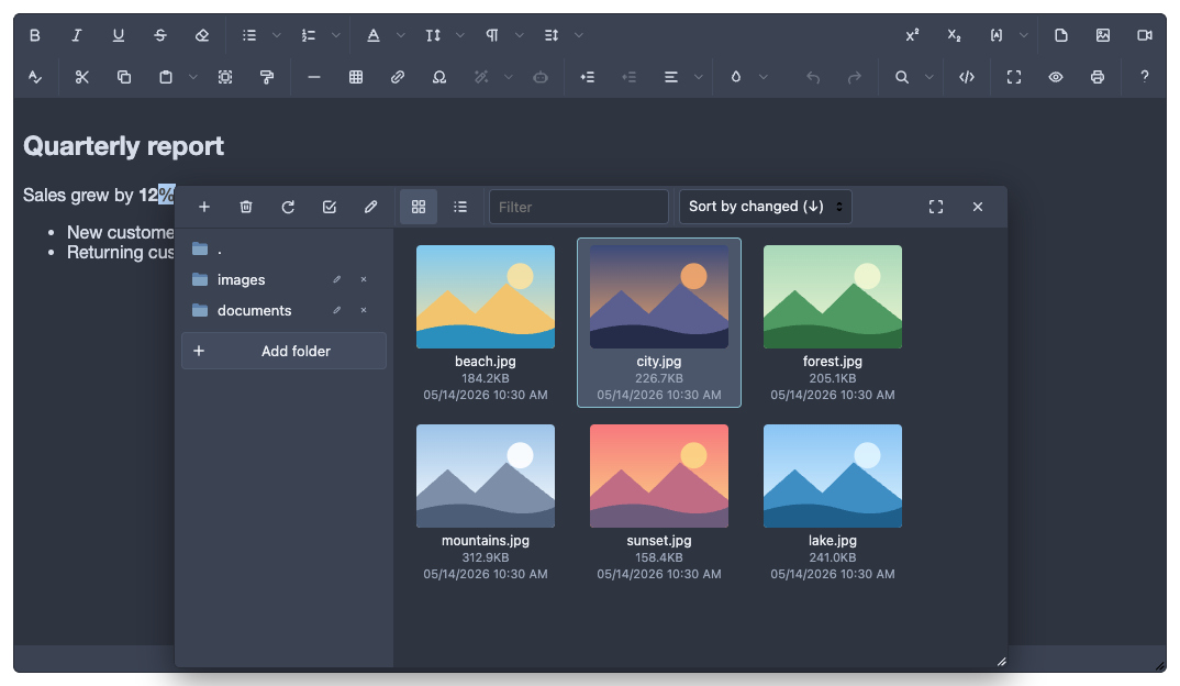 nord: file browser over the editor