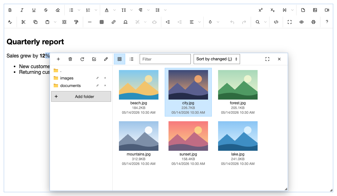 windows10: file browser over the editor