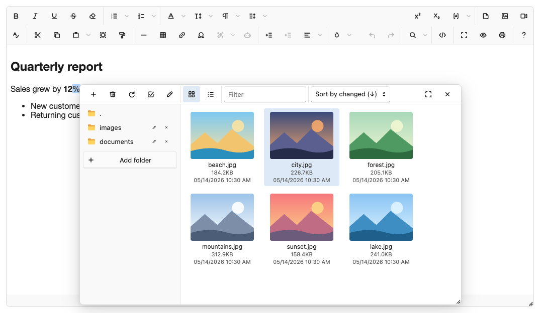 windows11: file browser over the editor