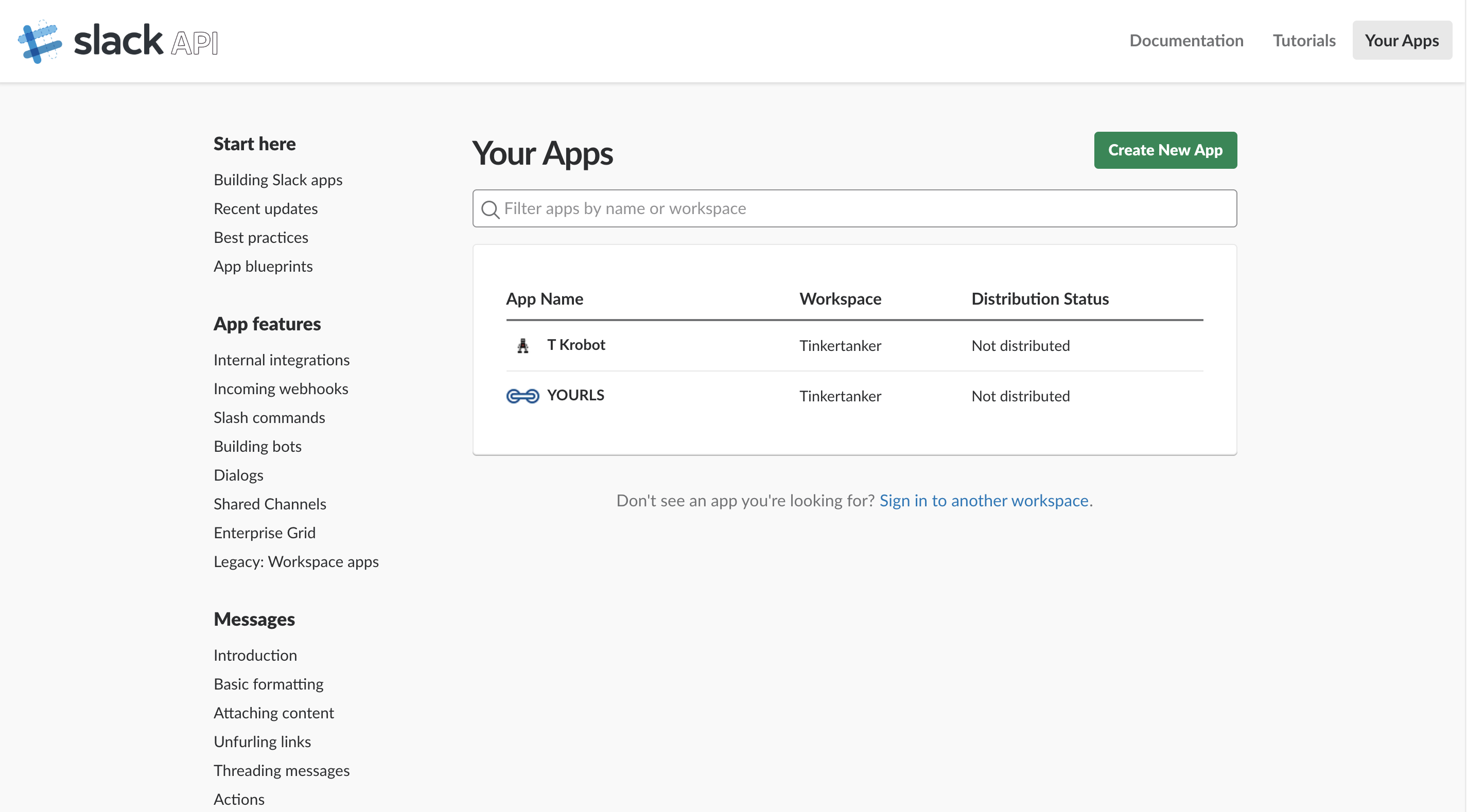 alt Create by signing in and going to https://api.slack.com/apps