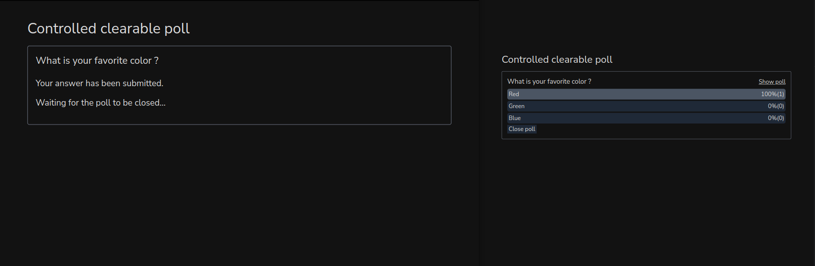 Clearable poll answer submitted