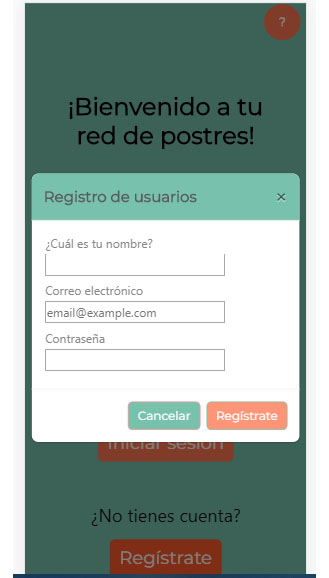 Modal de registro