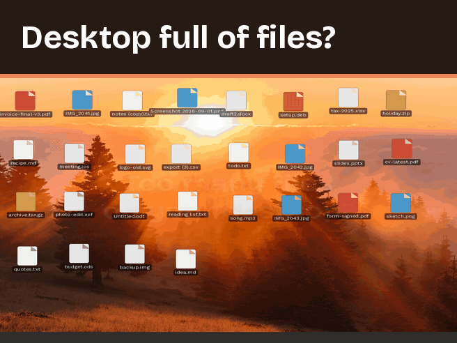 Desktop Drawer: tidy a cluttered desktop into the Cinnamon panel and enjoy your wallpaper
