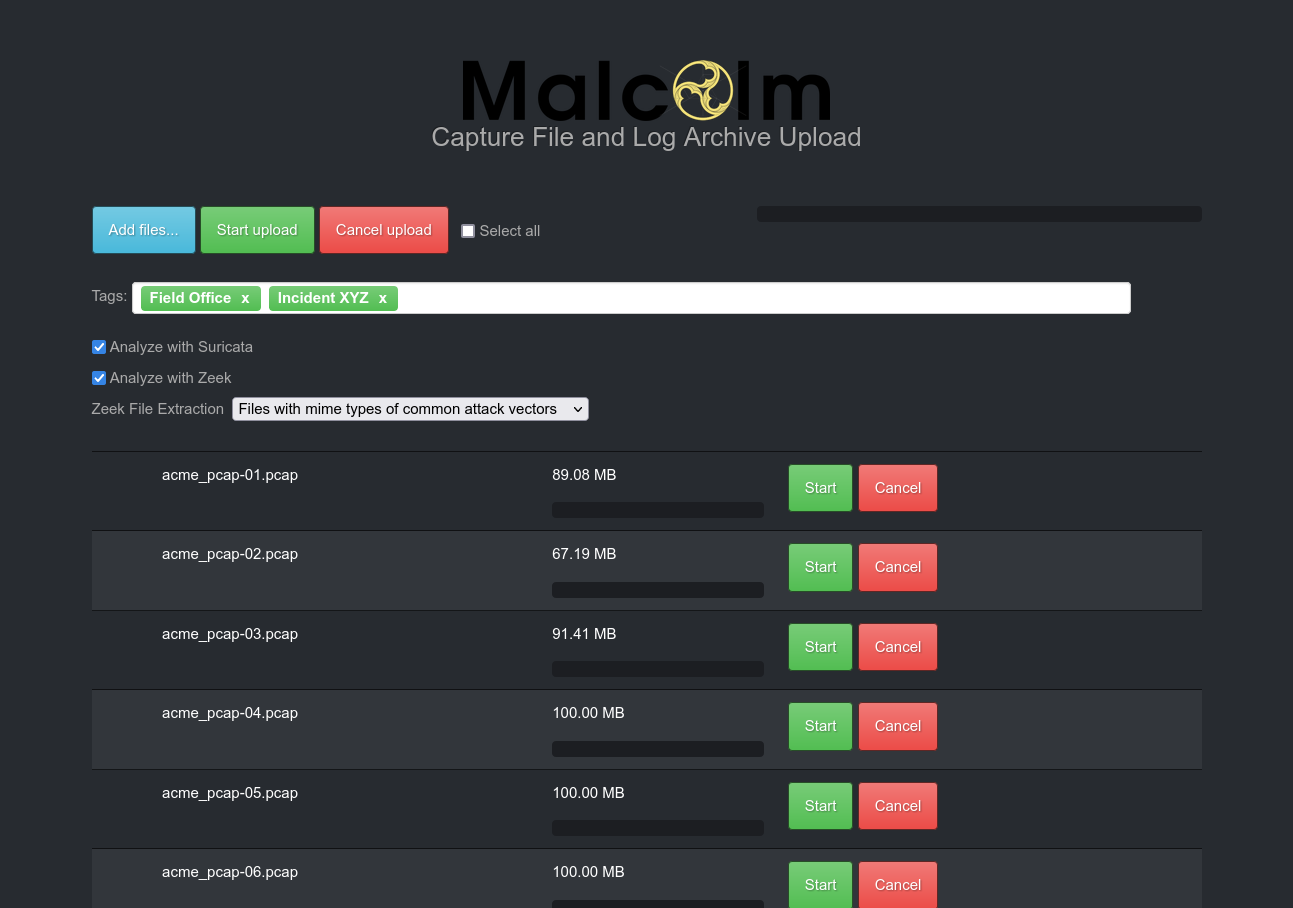 Capture File and Log Archive Upload