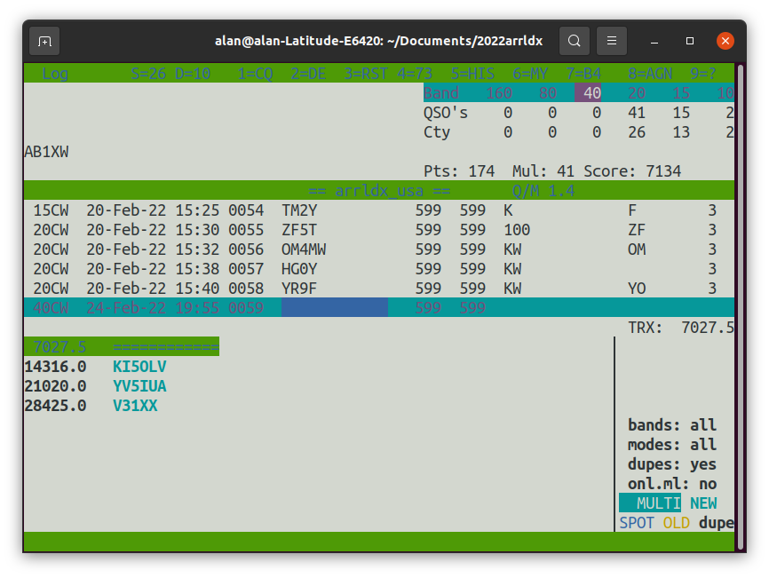 Screenshot showing TLF in a terminal window.