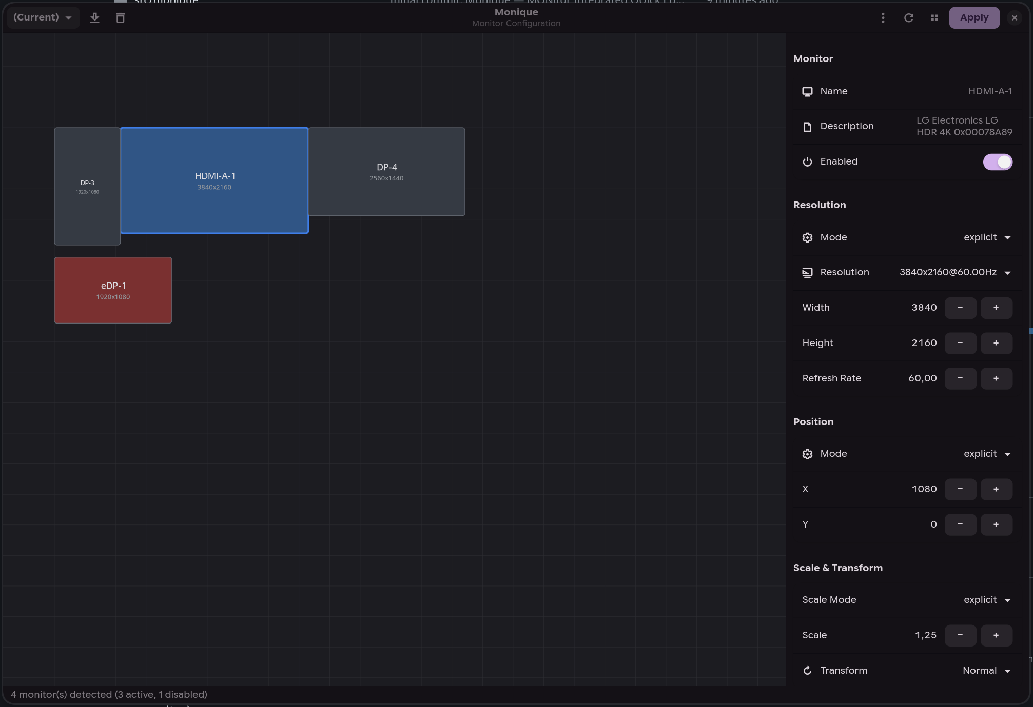 Monitor layout editor