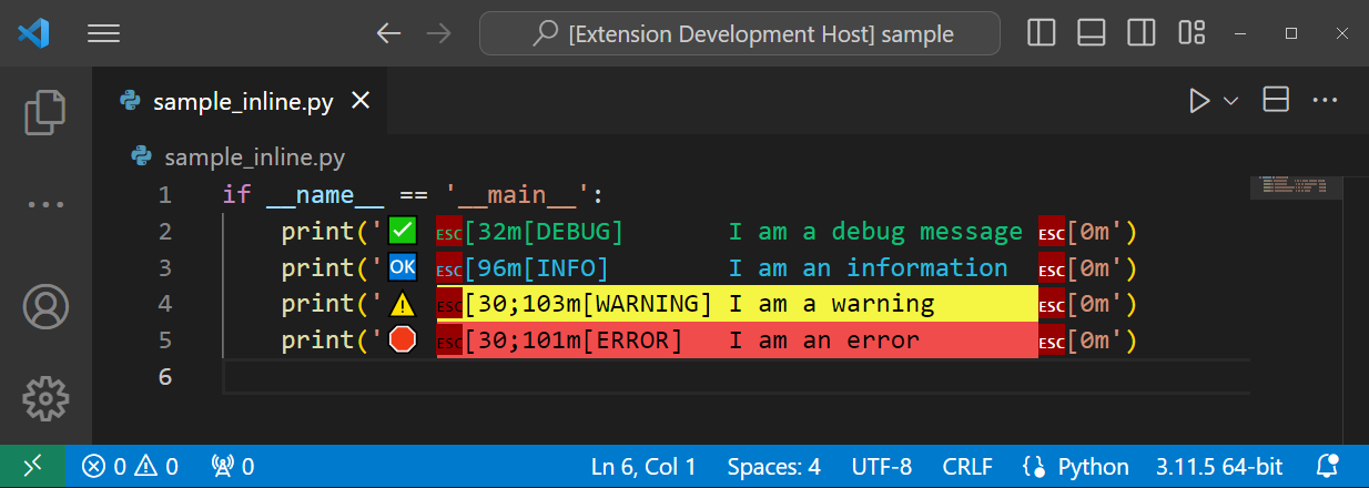 Escape Sequence Highlighting in Python File