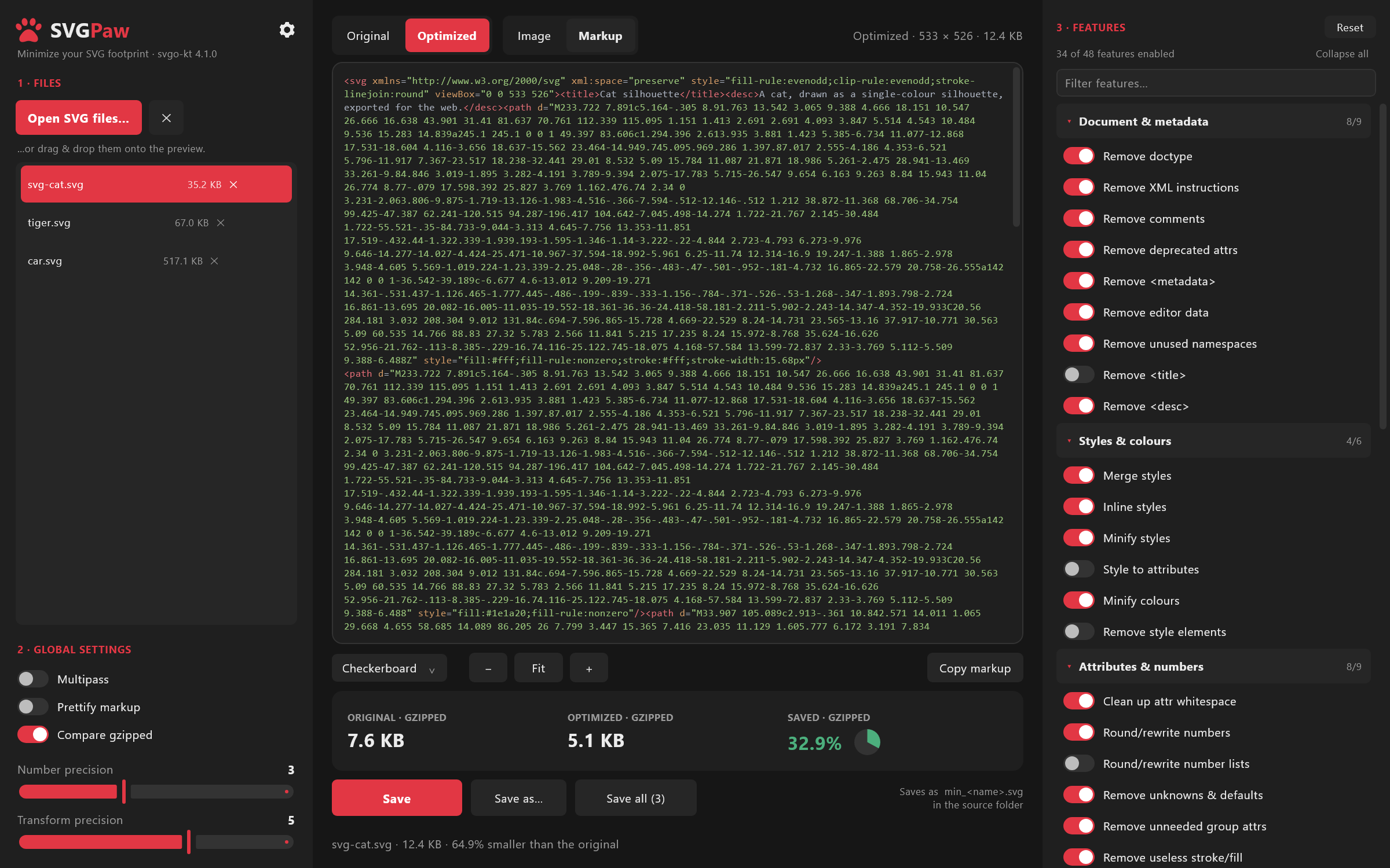Markup view