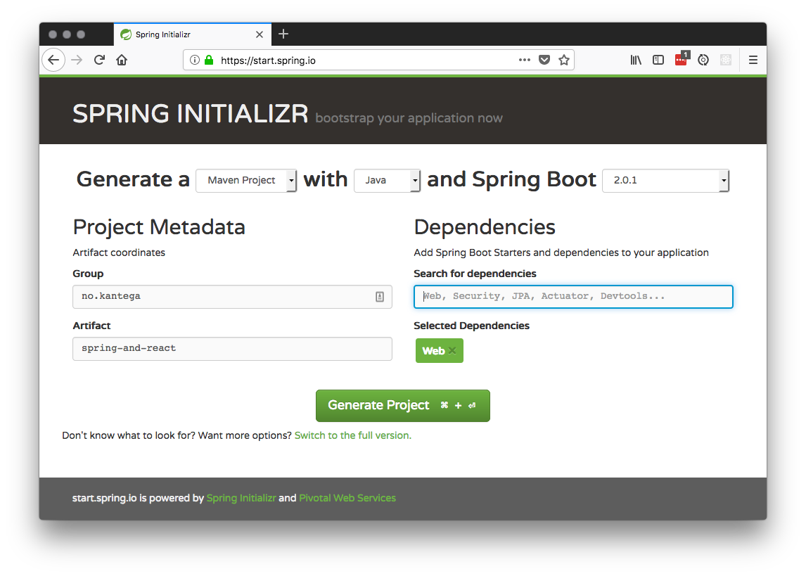 Https start p. Spring io. Spring initializer. Https://start.Spring.io/. Структура Spring Boot React проекта.