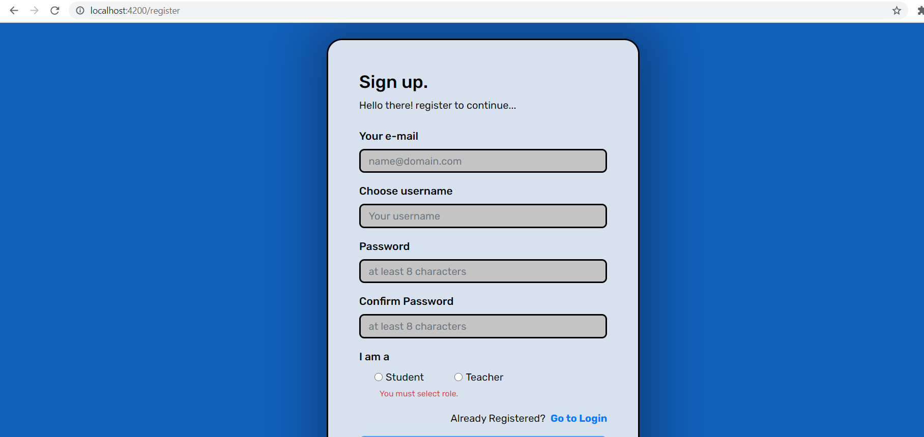 Registration Page